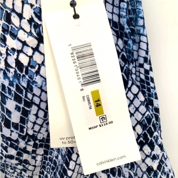 Calvin Klein Women's Blue Black White Snakeskin Print One-Piece Swimsuit - Picture 10 of 11